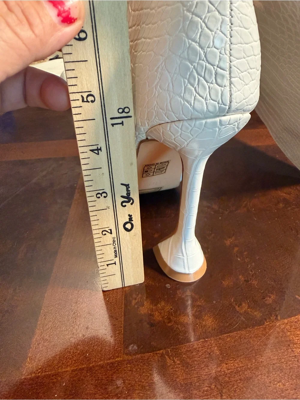 Croc-Embossed White Over-the-Knee Pointed Toe Boots